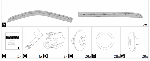 Tough Guard Window Visor Installation Parts for Assembly